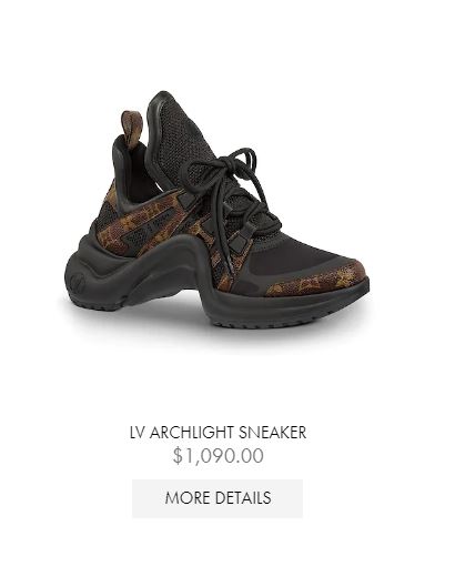 Sneakers by Louis Vuitton: LV Archlight Sneaker of Dua Lipa on instagram