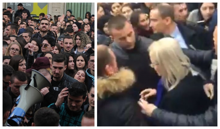 VIDEO/ Lindita Nikolla del në shesh për të biseduar me STUDENTËT, ata rrefuzojnë duke thirrur: Turp...