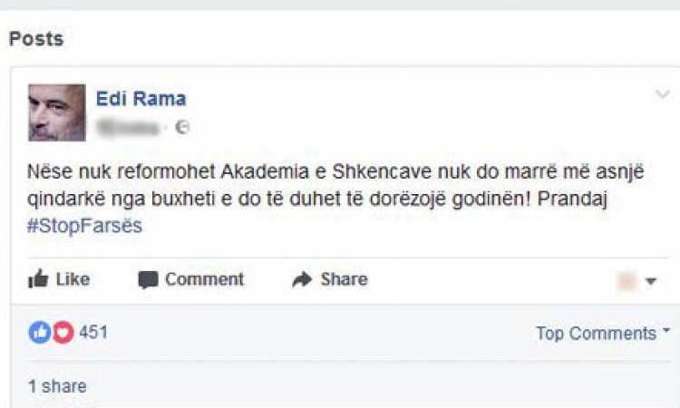 Rama: Stop Farsës! Akademia e Shkencave duhet të reformohet urgjentisht...