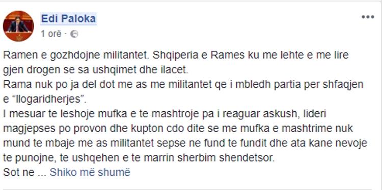 Paloka: Rama në Cërrik u ‘gozhdua’ nga realiteti dhe militantët e PS