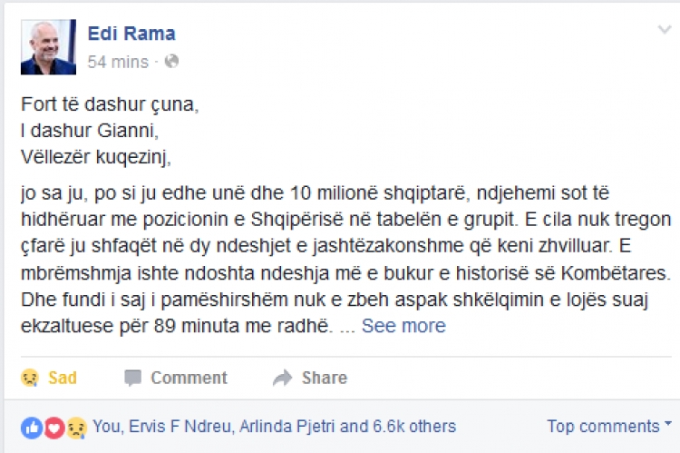 Rama letër kombëtares shqiptare, ja çfarë thotë…