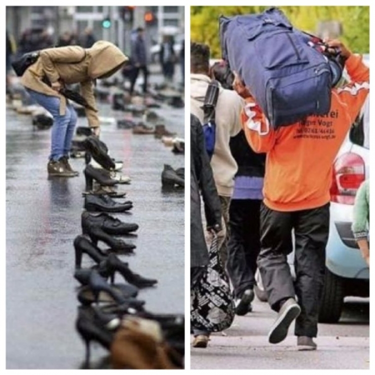 ''Gjurmët që lë pas''/ Protesta kundër braktisjes së vendit: Një këpucë për çdo të afërm të larguar