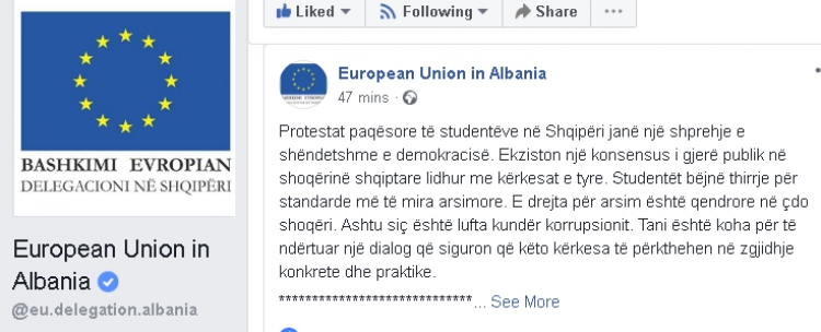Protesta e studentëve/ BE, koha tani për dialog
