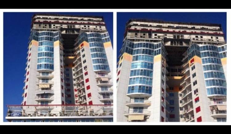 Panik në Durrës, shemben 3 kate të një pallati 20 katësh [FOTO]