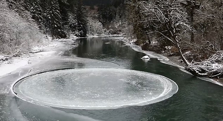 Fenomen i mahnitshëm natyror: Rrethi perfekt i akullit rrotullohet, por jo prej rrymave! [VIDEO]