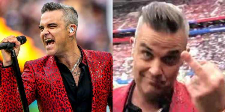 Ngriti gishtin e mesit gjatë interpretimit në hapjen e kampionatit botëror, Robbie Williams tregon pse e bëri këtë gjest [FOTO]