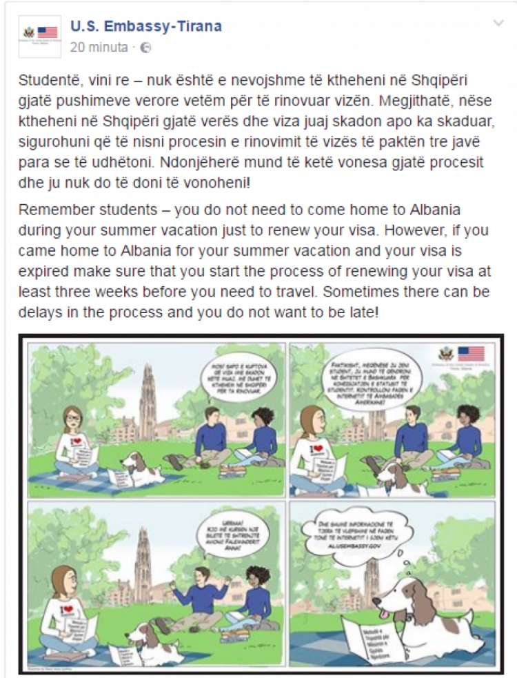 Porosi e Ambasadës Amerikane për studentët