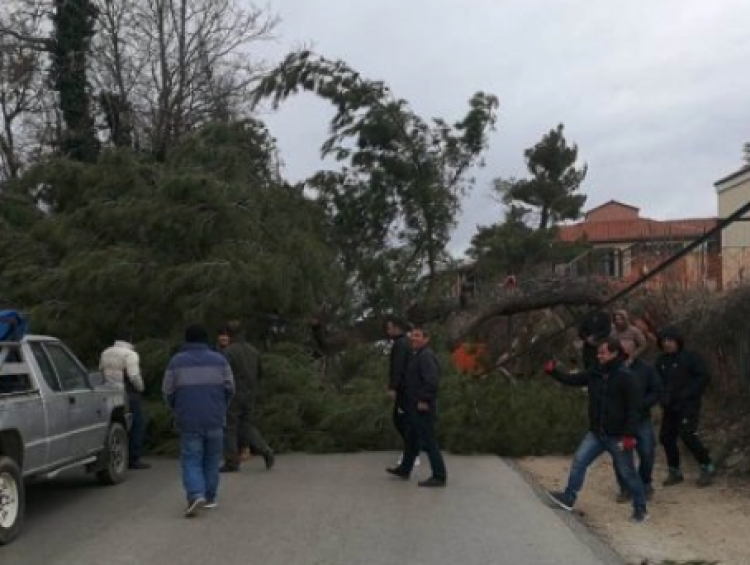 Pema bie mbi rrugë, bllokohet aksi Tiranë-Elbasan