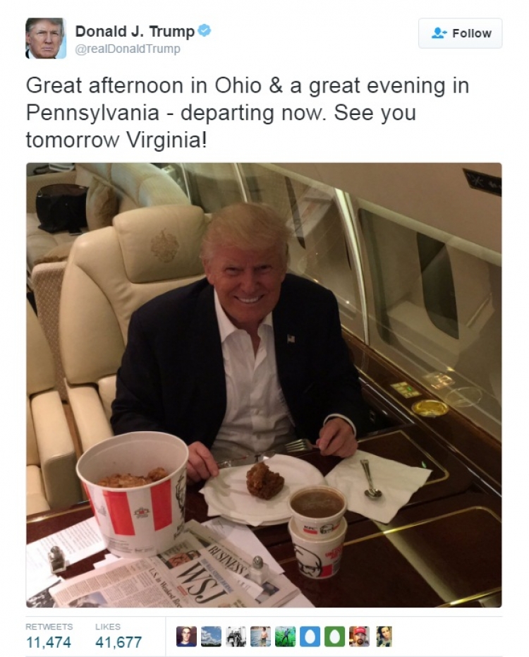 Vetëm Donald Trump përdor pirun dhe thikë për të ngrenë fast food