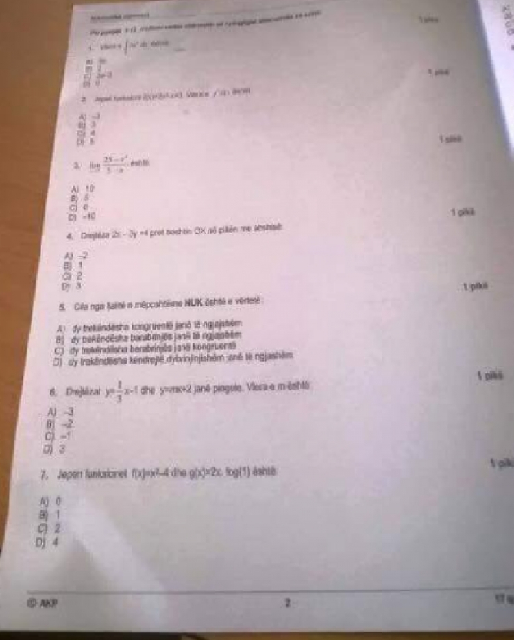 Pas “A”, del dhe testi “B” i matematikës, ja kush i publikoi