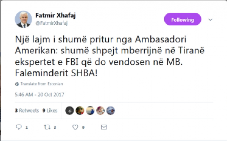 Xhafa pas takimit me ambasadorët Lu dhe Vlahutin: “Ekspertët e FBI shumë shpejt në Tiranë”