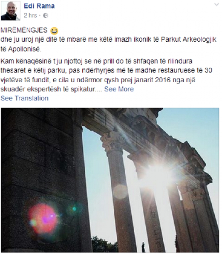 Rama jep lajmin e mirë për Apolloninë përmes facebook