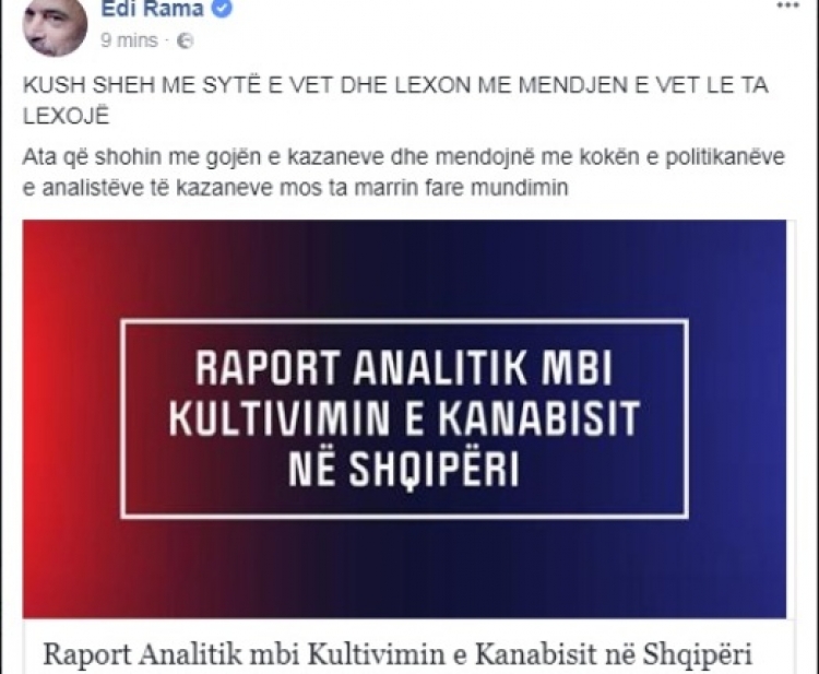 “Po na pini gjakun mor edepsëza”, Rama se përtyp dot  raportin e kanabisit, komentuesit i vërsulen keq kryeministrit