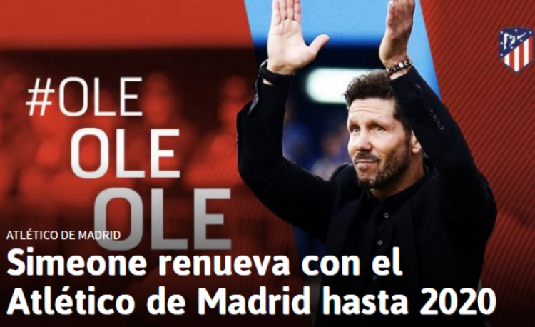 Simeone rinovon me Atletico Madridin deri 2020