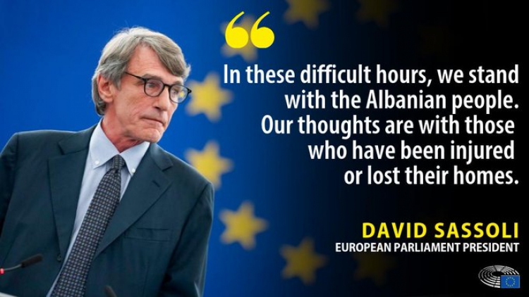 Shqiptarët nuk janë vetëm në përballimin e pasojave nga tërmetet, ja mesazhi që vjen nga Presidenti i PE