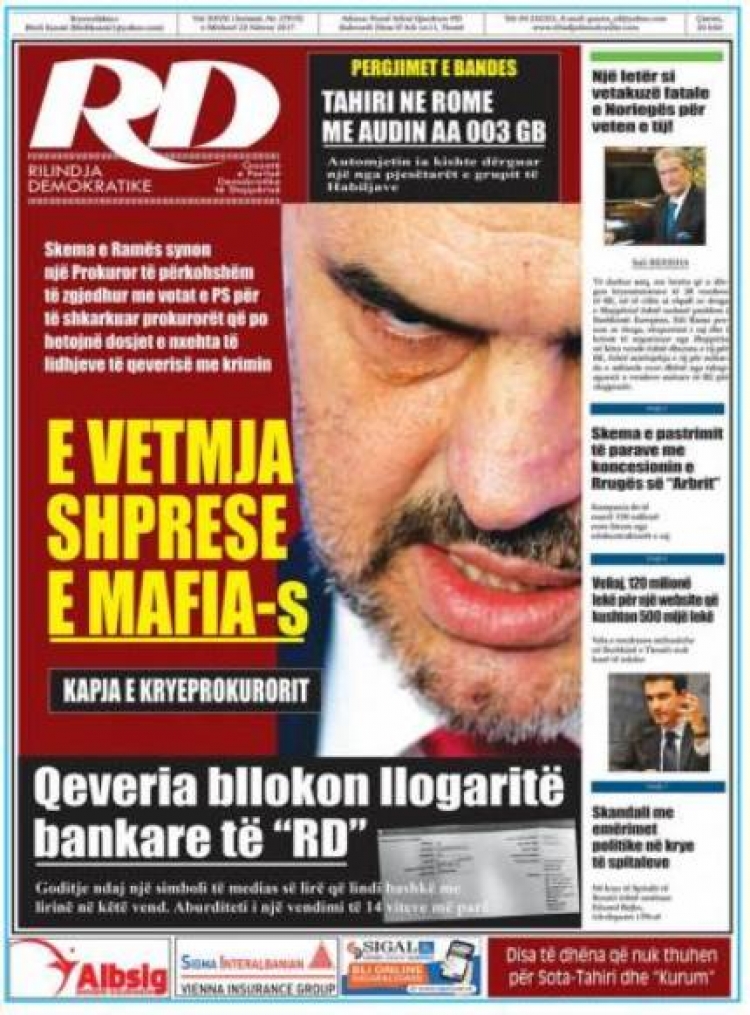 Gazeta “RD”: “Qeveria na bllokoi llogaritë bankare, hakmarrje politike”