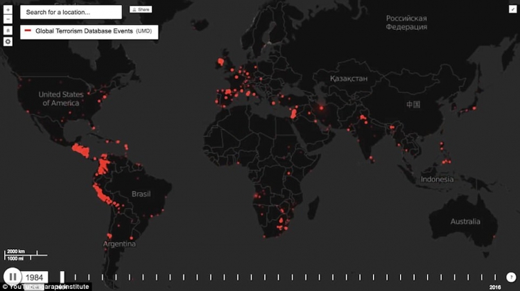 Publikohet harta e sulmeve terroriste, ja shteti me humbjen më të madhe në njerëz [VIDEO]