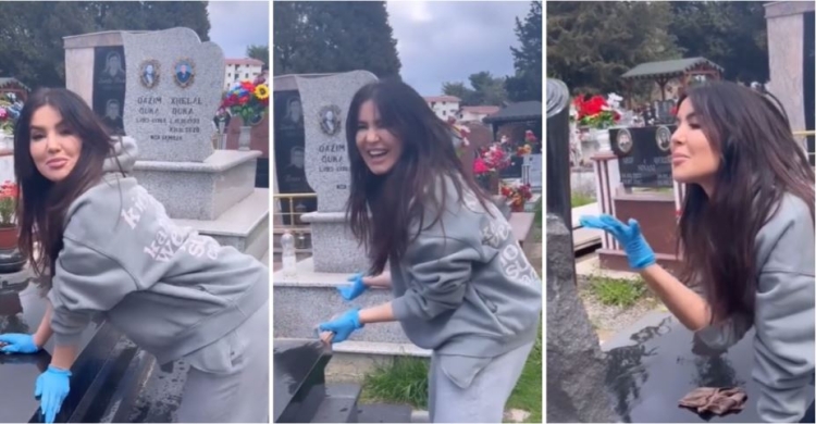 Iu publikua video duke u tallur në varreza, reagon Megi Pojani: Kur është bërë...