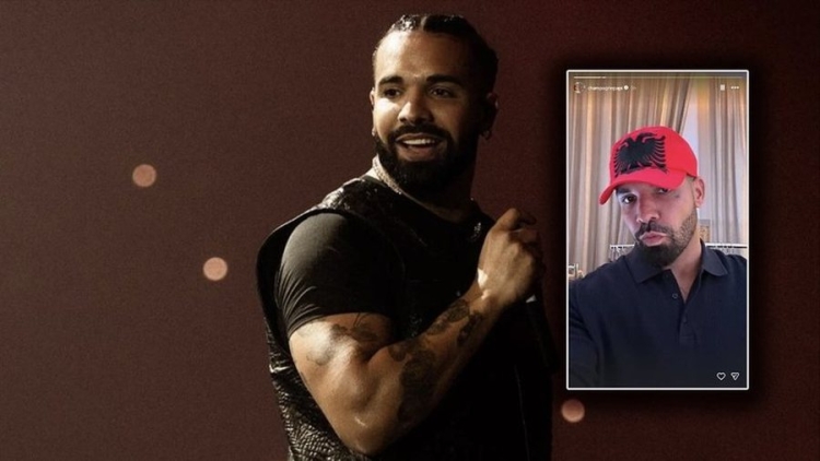 Drake i 'dashuruar' me Shqipërinë, shfaqet sërish me simbolin kombëtar SHQIPTAR dhe bën xhiron e rrjeteve