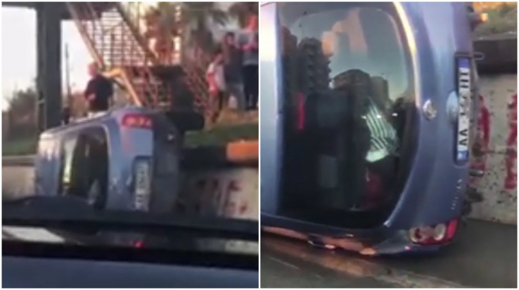 Makina përmbyset në autostradë, shoferja nxirret nga policia [VIDEO]
